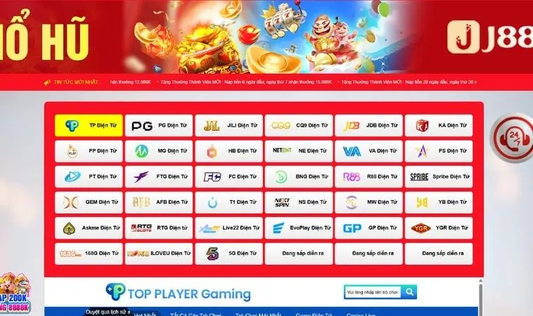 Nhà cái JJ88 hợp tác với nhiều nhà cung cấp game nổ hũ hàng đầu