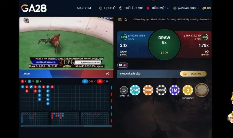 Cách Chơi Đá Gà GA28 Tại JJ88 Đỉnh Cao Giải Trí 2 Các cửa cược tại sảnh đá gà GA28 tại JJ88