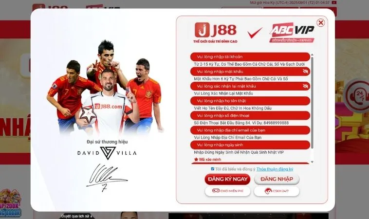 Đăng Ký JJ88 Nhận Ngay 88K Thưởng Chào Mừng Hấp Dẫn 2 Giao diện đăng ký JJ88