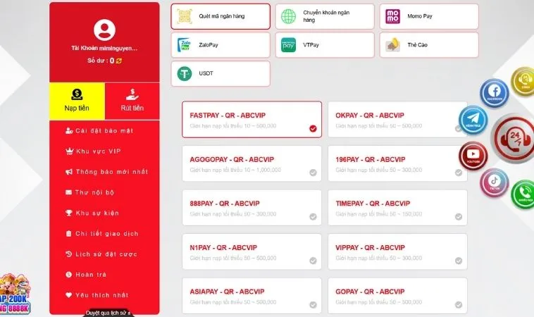 Nạp Tiền JJ88 Dễ Dàng Trong 3 Phút Với Nhiều Phương Thức Linh Hoạt 2 Các phương thức hỗ trợ nạp tiền JJ88
